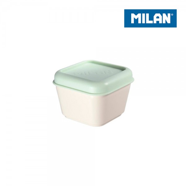 Recipiente para alimentos cuadrado tapa verde 0,33 l (pack 2 unidades)