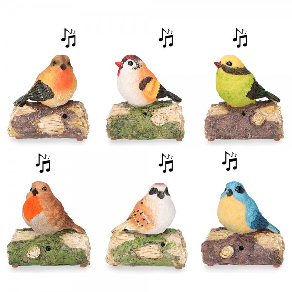Figura pájaro con sensor de movimiento y sonido, modelos variados, 12,5 cm