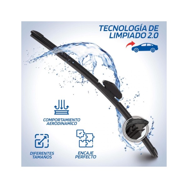 Escobilla Limpiaparabrisas Modelo Aquan41 Ultra Flex Series 16" 41 cm 1 Unidad con 8 Adaptadores