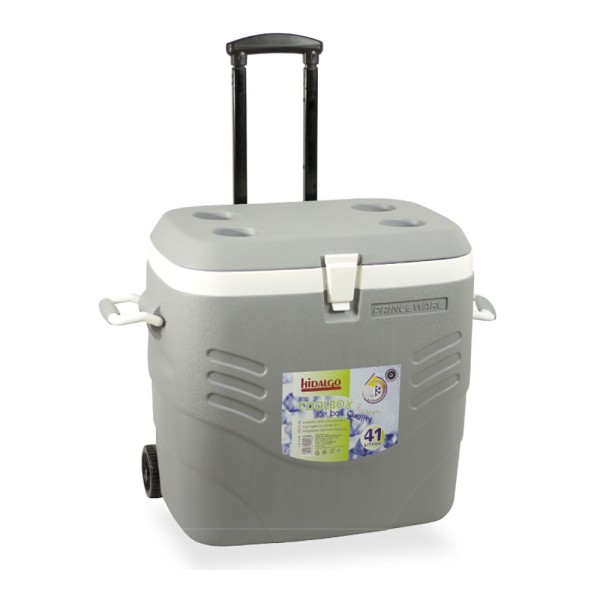 Nevera de camping 41 l color gris con ruedas