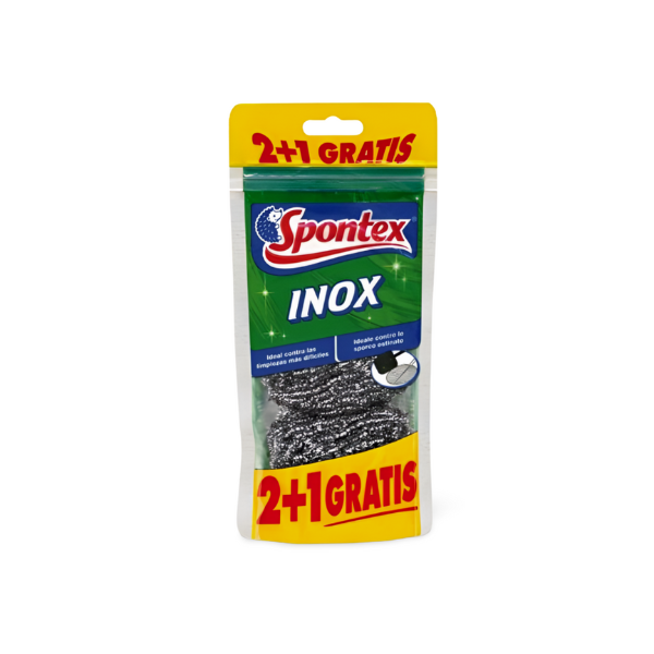 Spontex estropajo acero inoxidable bolsa 2+1 unidades GRATIS