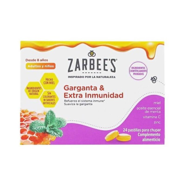 Zarbees Garganta y Extra Inmunidad 24 Pastillas 