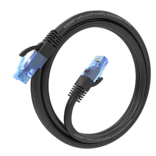 Aisens cable rj45 cat.6 utp awg26 cca negro 1.0m