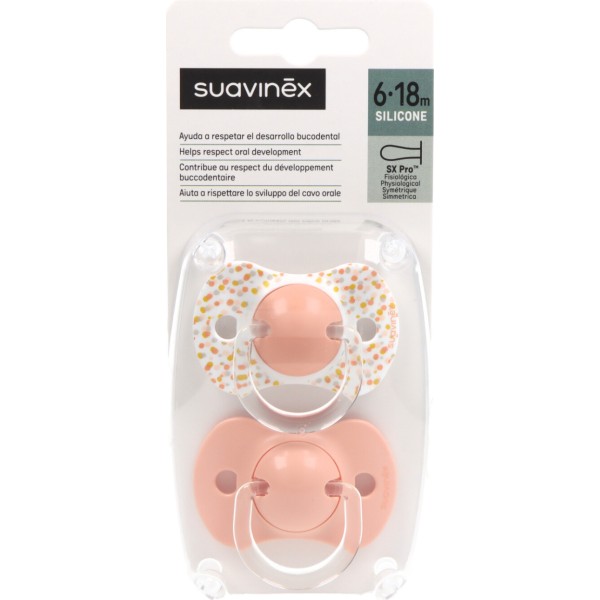 Suavinex Chupete Fisiologico Silicona 6-18m X2